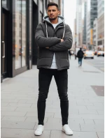 Pánská prošívaná zimní bunda s kapucí tmavě šedá Dstreet model 21993671 - FashionStreet