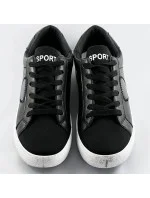 Černé dámské tenisky z různých spojených materiálů model 17267654