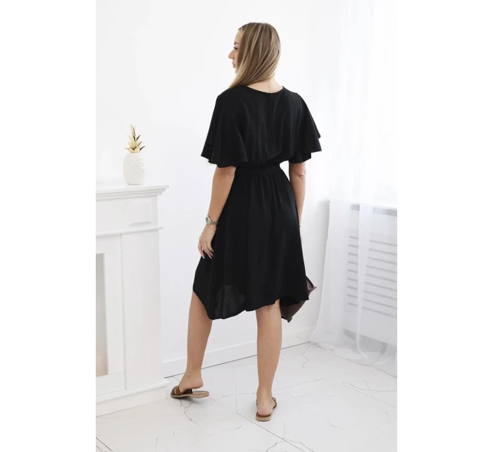 Šaty s vrstveným výstrihom čierne Šaty s vrstveným výstrihom čierne