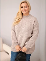 Dámský plus size volného střihu svetr s dlouhým rukávem fango zelená