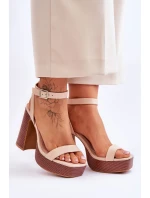 Kožené Sandály Na model 21620454 Platformě Béžové Marina - Boto