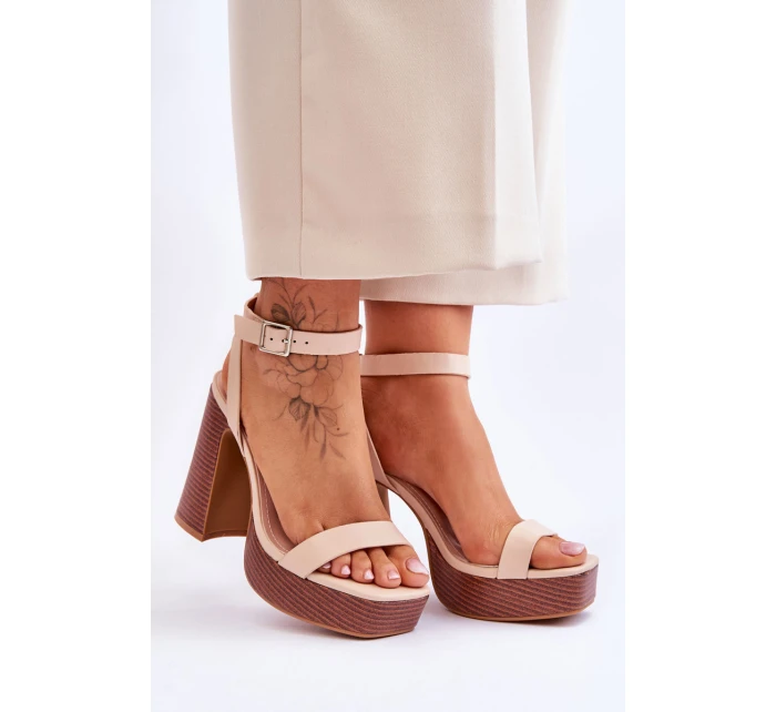 Kožené Sandály Na model 21620454 Platformě Béžové Marina - Boto