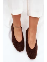 Baleriny Damskie Z Futerkiem Typu Baranek Czekoladowe Zimira Baleriny Damskie Z Futerkiem Typu Baranek Czekoladowe Zimira