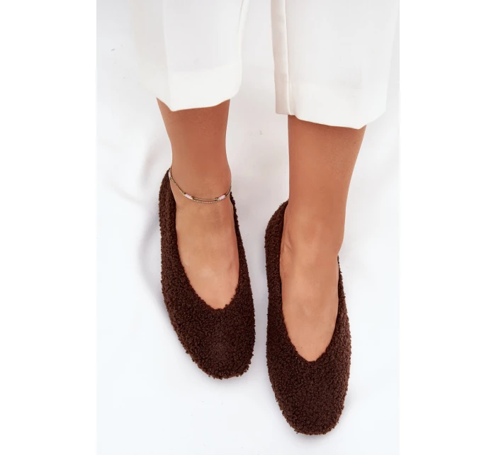 Baleriny Damskie Z Futerkiem Typu Baranek Czekoladowe Zimira Baleriny Damskie Z Futerkiem Typu Baranek Czekoladowe Zimira