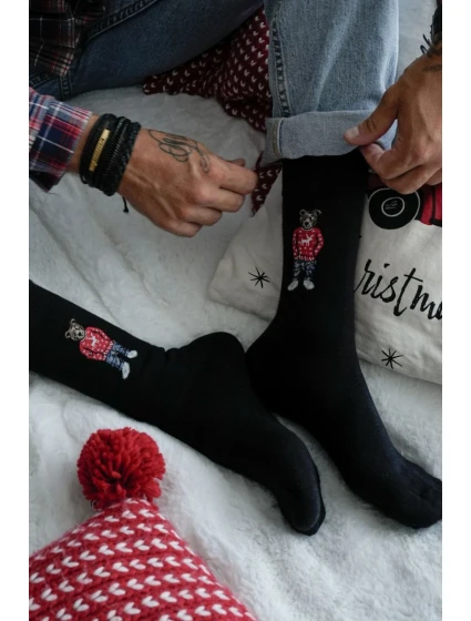 Pánské ponožky Medvídek V svetříku Černé