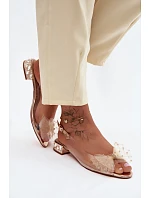 Dámské sandály průhledné s mašlí D&A MR61-9001 růžové zlato