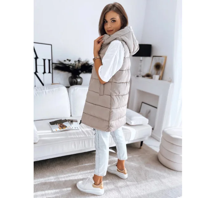 Dámská prošívaná vesta béžová model 20182832 - Dstreet Dámská prošívaná vesta béžová model 20182832 - Dstreet
