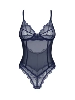 Dámske body Nightly Blue Crotchless Teddy dark blue - Obsessive