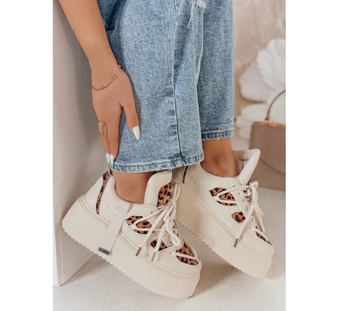 Dámské tenisky na vysoké platformě s leopardím vzorem Dstreet model 21984936 - FashionStreet