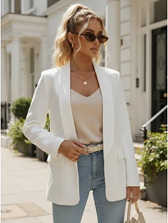 Dámske elegantné sako biele FashionStreet PY0143