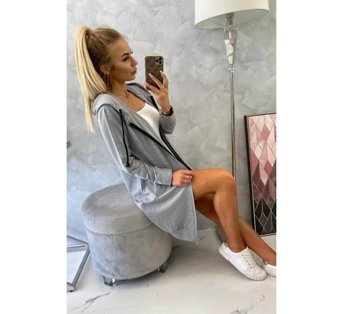 Šatová bunda s kapucňou šedá melange Šatová bunda s kapucňou šedá melange