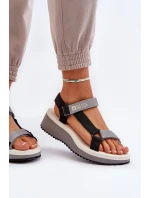 Sandały Damskie Na Platformie I Koturnie Big Star NN274A054 Szare Sandały Damskie Na Platformie I Koturnie Big Star NN274A054 Szare