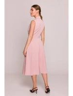 S409 Priliehavé košeľové šaty - púdrové