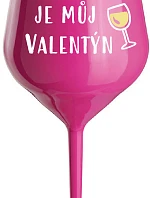 WINE IS MY VALENTINE - ružový nerozbitný pohár na víno 470 ml