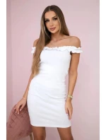 Dámske španielske šaty s volánmi 9097 White - K-Fashion