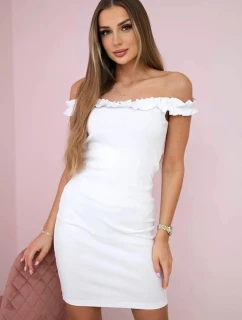 Dámske španielske šaty s volánmi 9097 White - K-Fashion