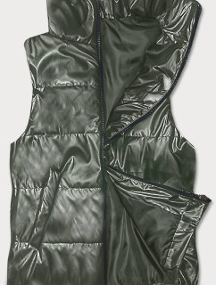 Krátká dámská vesta v khaki barvě se stojáčkem model 18202438 - S'WEST