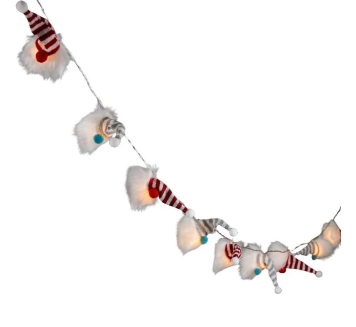 GIRLANDA SVETLÁ 12KS TRPASLÍCI NA BATÉRIE SANTA CLAUS TEPLÁ BIELA LUCA