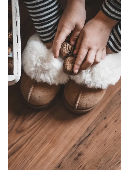 Kapcie Dziecięce Z Futerkiem Camel Birasta