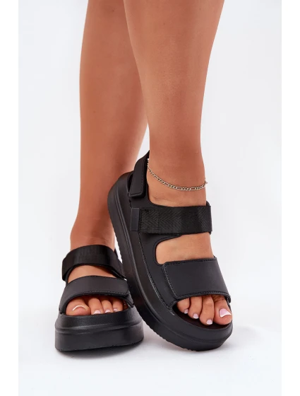 Dámské sandály na platformě se suchým zipem černé model 21696219 - Boto