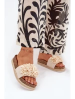 Klapki Damskie Na Platformie Z Ozdobnymi Kwiatkami Beżowe Tessara Klapki Damskie Na Platformie Z Ozdobnymi Kwiatkami Beżowe Tessara