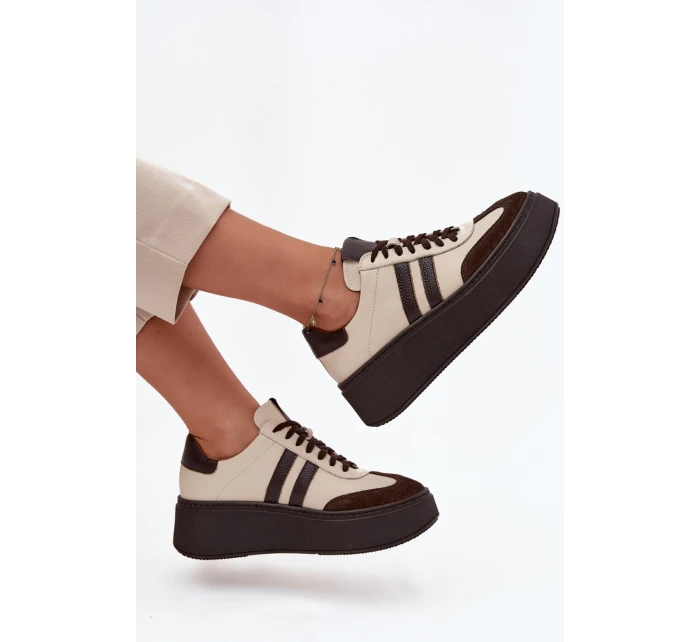 Kožené dámské tenisky na platformě model 21713104 - Zazoo