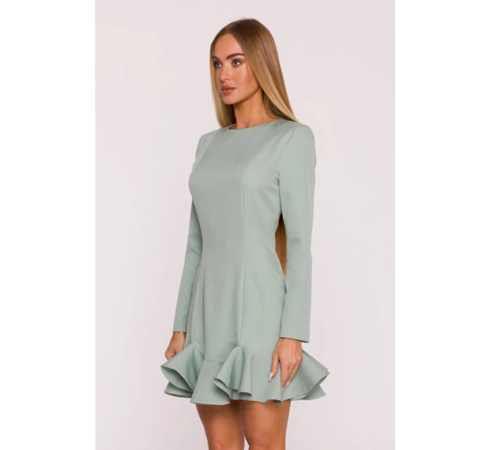 model 21296147 Šaty s volánkovým lemem mátové - Moe