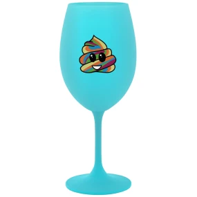 DUHOVÉ VESELÉ EE - tyrkysová sklenice na víno 350 ml