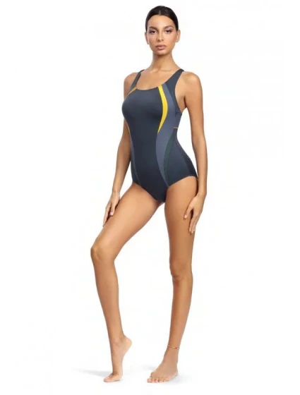 Dámske jednodielne plavky šedo-žlté S34A - Self Dámske jednodielne plavky šedo-žlté S34A - Self