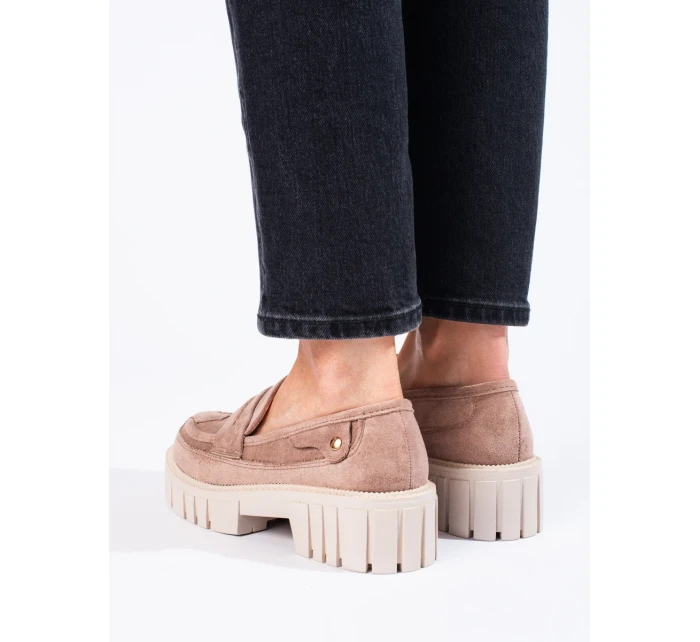 Jedinečné hnědé mokasíny dámské bez podpatku Jedinečné hnědé mokasíny dámské bez podpatku