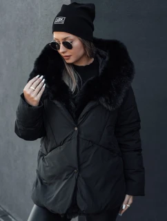 LUNAVI dámska zimná bunda prešívaná s kožušinou čierna FashionStreet TY4667