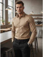 Pánská FIT elegantní hladká béžová Dstreet model 21995766 - FashionStreet