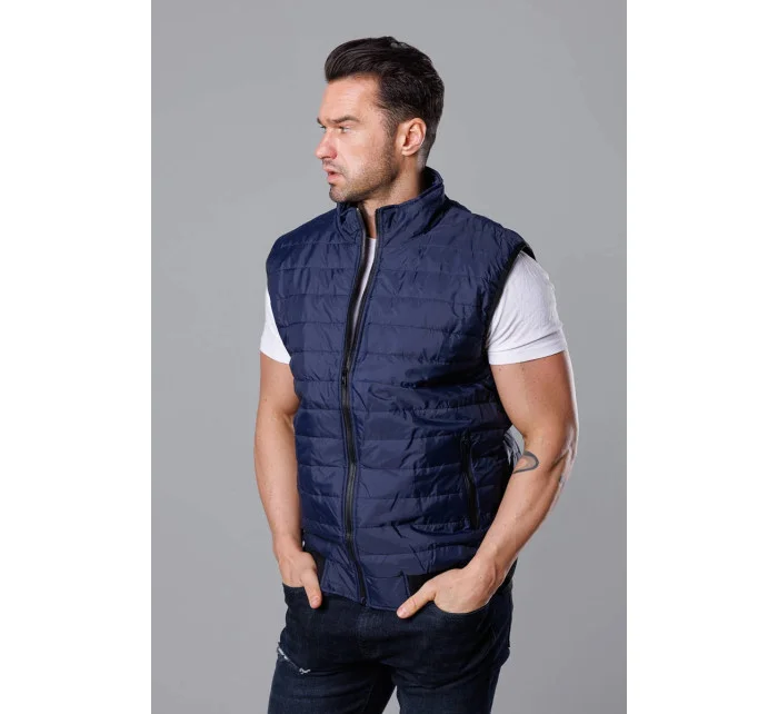 Tmavomodrá pánska prešívaná vesta (8MY77-2)