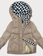 Dámska bunda s kapucňou voľného strihu v béžovej farbe (8118)