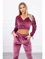 Velúrová súprava s nápisom Queen tmavo ružová Velúrová súprava s nápisom Queen tmavo ružová