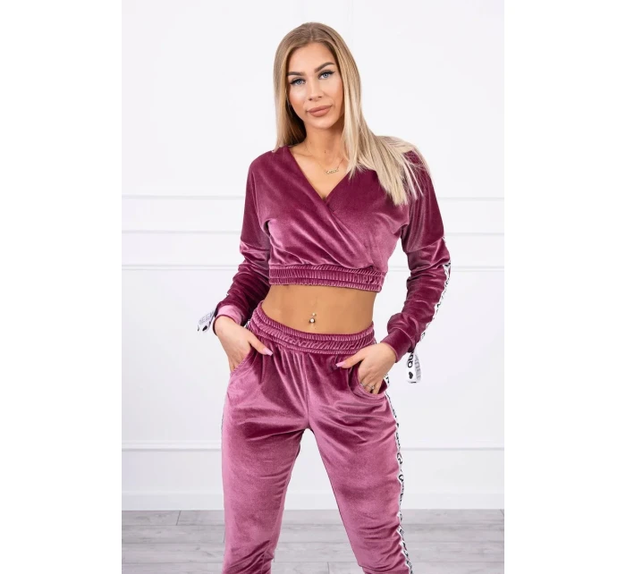 Velúrová súprava s nápisom Queen tmavo ružová Velúrová súprava s nápisom Queen tmavo ružová