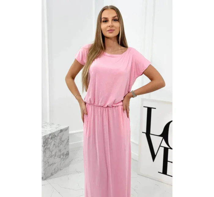 Viskózové šaty s kapsami světle růžová Viskózové šaty s kapsami světle růžová