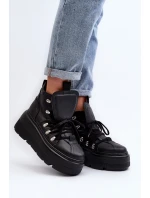 Zazoo 3416 Skórzane Damskie Buty Sportowe Czarne
