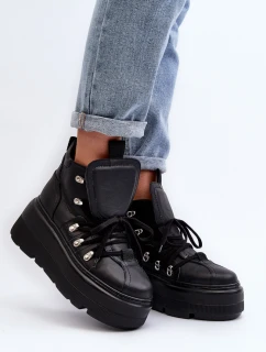 model 21647320 Kožené dámské sportovní boty černé - Zazoo