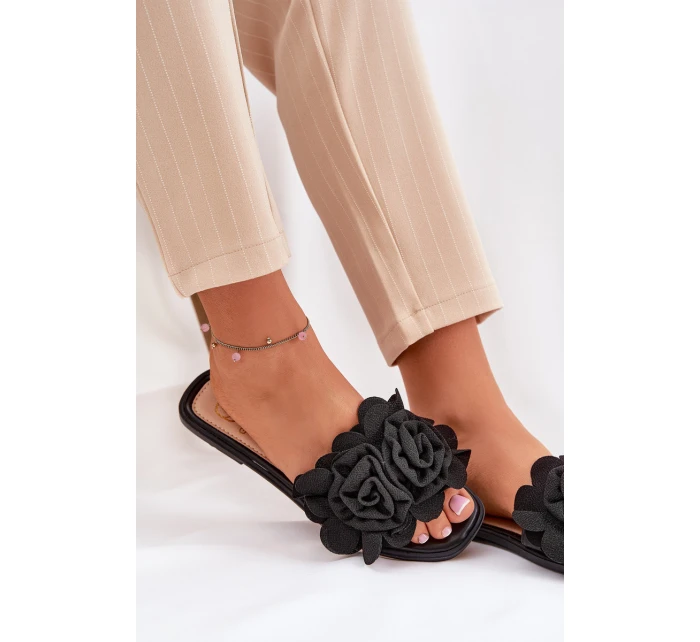 Ploché Dámské Pantofle S Mašlí Černé model 21688613 - Boto