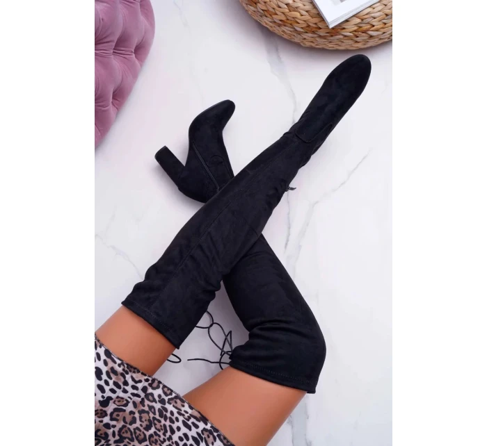 Dámske semišové čižmy na vysokom podpätku Black Xamarin Dámske semišové čižmy na vysokom podpätku Black Xamarin