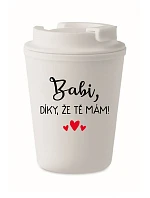 BABI, ĎAKUJEM, ŽE ŤA MÁM! - biely termohrnček 300 ml