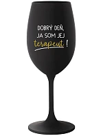DOBRÝ  SOM TERAPEUT! čierny pohár na víno 350 ml model 20806818 - Giftela