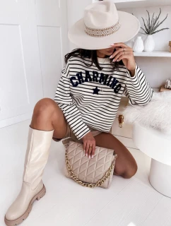 Dámsky pruhovaný sveter AURORA navy blue FashionStreet MY2071