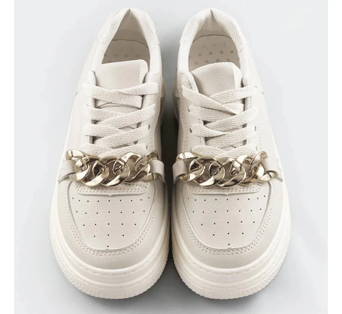 Béžové dámske športové topánky s retiazkou (B-545)