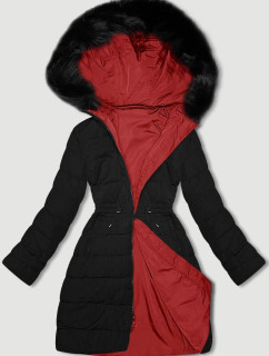 Červeno-čierna obojstranná dámska bunda J Style pre prechodné obdobie (16M9159-275)