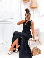 Černé dámské mušelínové šaty se výstřihem model 20137734 - Moon