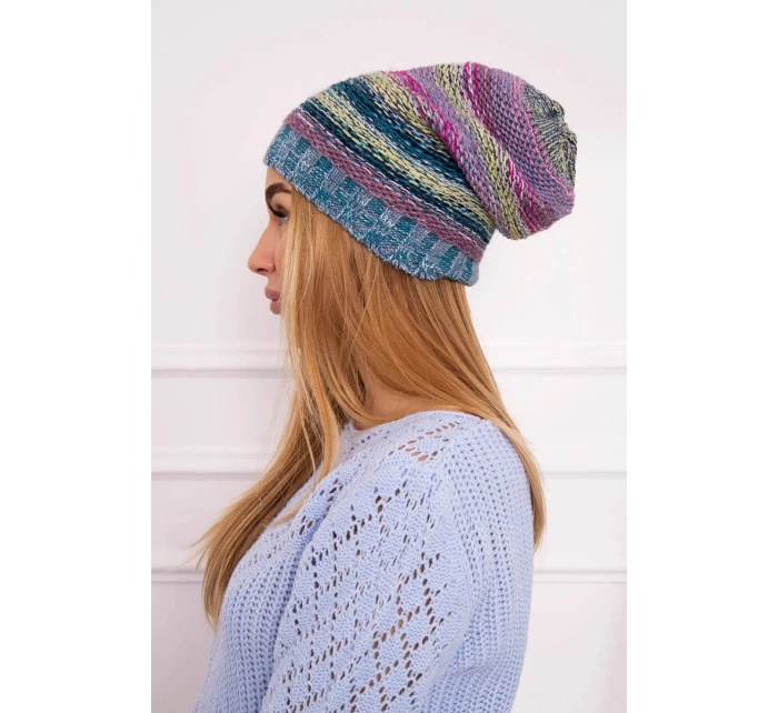 Fleecová čiapka Krystyna K207 fuchsiová+modrá