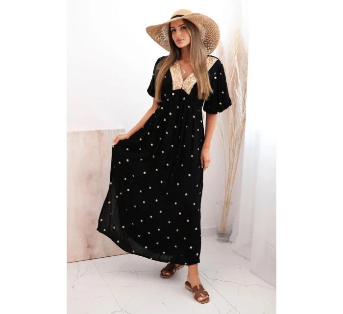 Dámské viskózové šaty se zavazováním na zádech černý