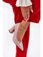 Czółenka Na Słupku Eleganckie Vinceza 62224 Różowe